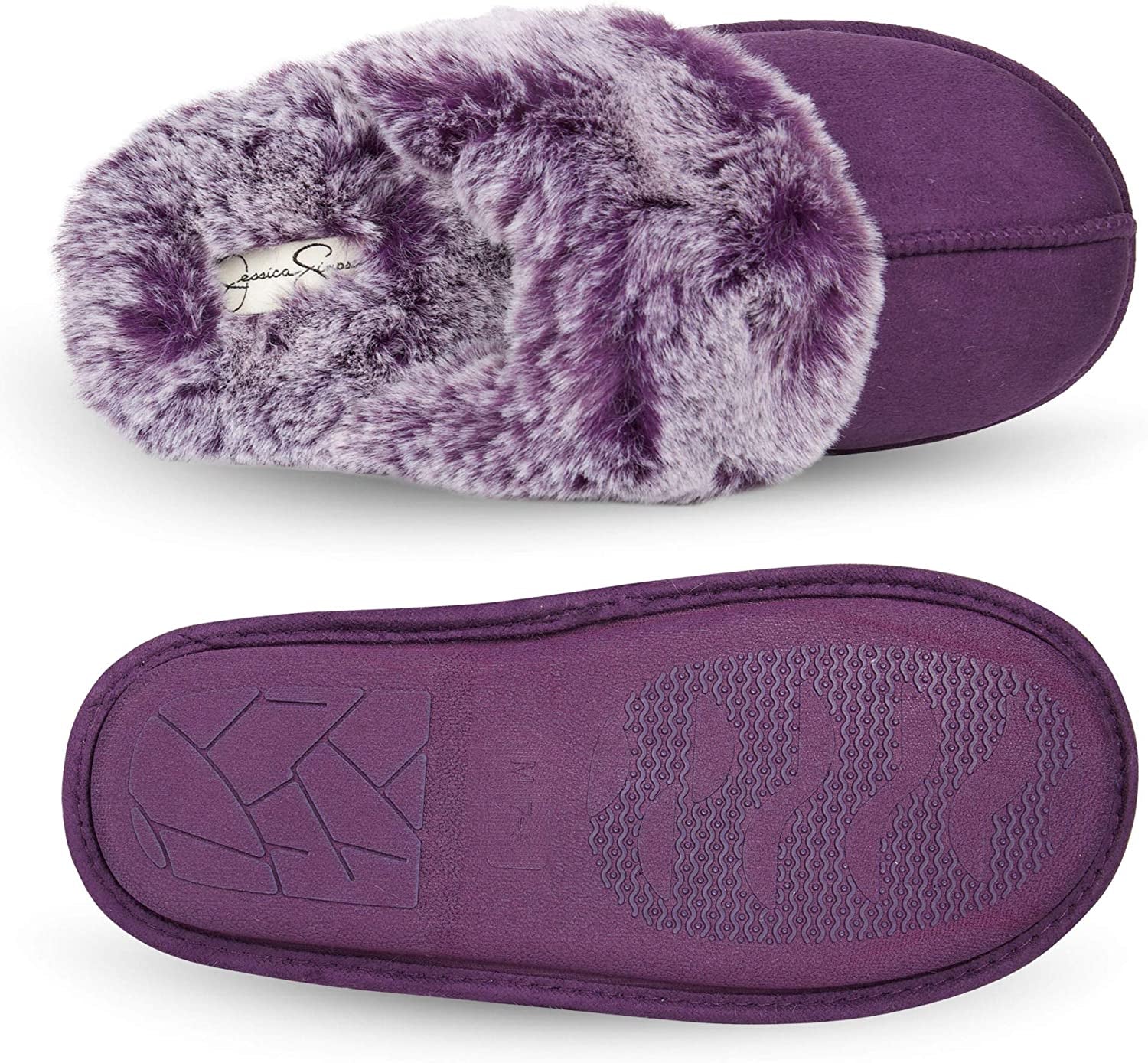 Women'S Comfy Faux Fur House Slipper Scuff Memory Foam Slip on Anti-Skid Sole